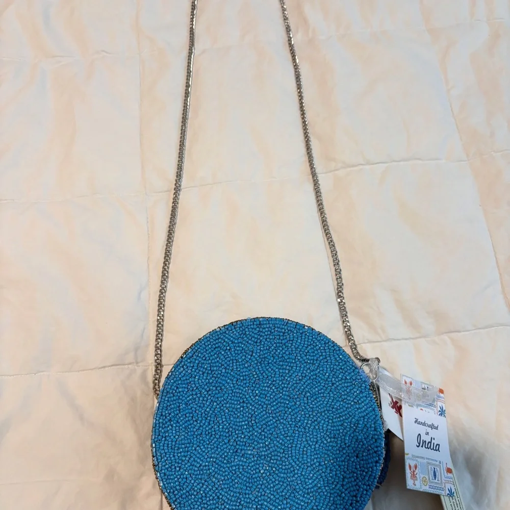 Caviar Tin Beaded Crossbody Bag Novelty Crossbody Statement Purse Chain Strap - Picture 4 of 5